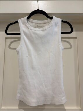 Anthropologie White Ribbed Tank Top
